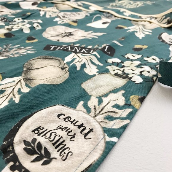 SIMPLY WHIMSICAL Vintage Inspired Apron Autumn Farmhouse Thanksgiving Teal Tan - Picture 5 of 8